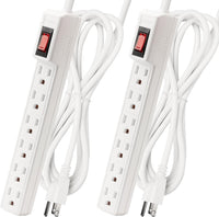 6 Outlets Power Strip With Surge Protector (90J), 14 Gauge, 2-Pack