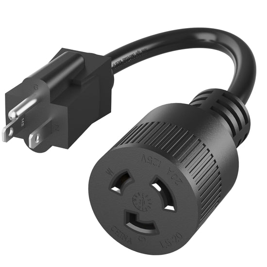 Cable de extensión adaptador NEMA 5-15P a NEMA L5-20R, calibre 12, 1 pie 
