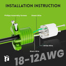 NEMA 5-15P & NEMA 5-15R Replacement Plug & Connector, 5 Set, Green