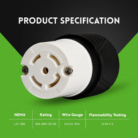 Conector de bloqueo por torsión NEMA L21-30C 
