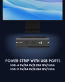PLUGTUL 2 Outlet Recessed Power Strip, 16 AWG Flush Mount Furniture Power Outlet with Surge Protection, Desk & Countertop Hidden Power Grommet, ETL Listed