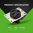 NEMA 14-50R Receptacle Outlet with Square Cover Plate