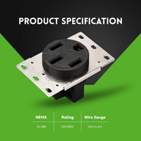 NEMA 14-50R Receptacle Outlet with Square Cover Plate