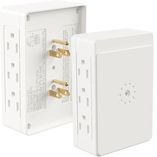 Adaptateur de prise à 6 sorties latérales, lot de 2 