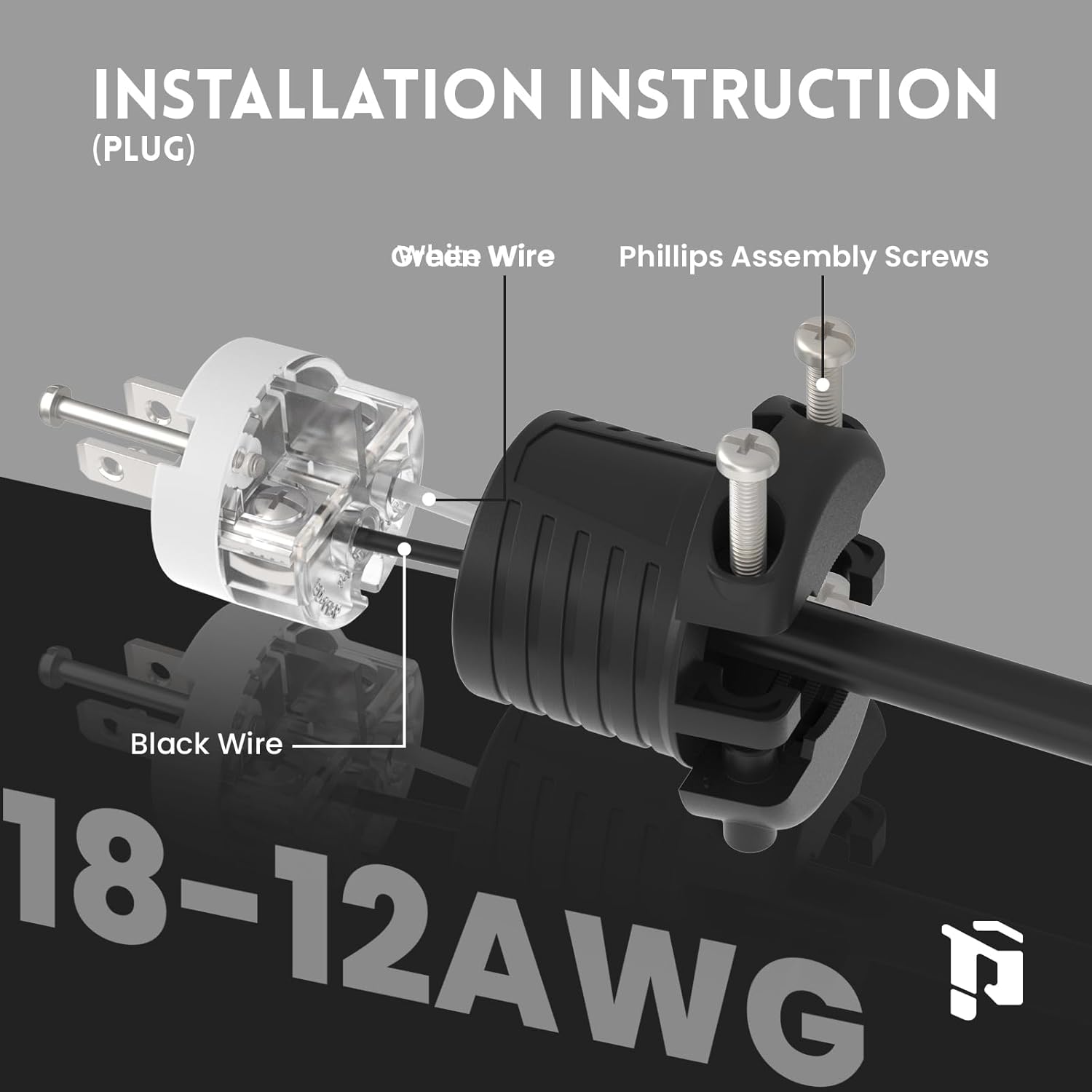 NEMA 1-15P & NEMA 1-15R Replacement Plug & Connector Set