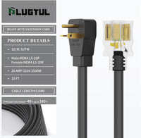 20Amp Extension Cord Extension With Lighted End, 12 Gauge