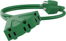 Cable de extensión para exteriores de 3 tomas, calibre 14 