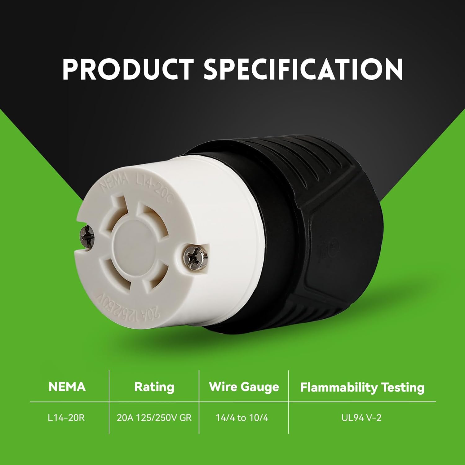 Connecteur à verrouillage par rotation NEMA L14-20C 