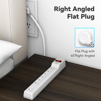 7 Outlets Power Strip With Surge Protector (980 Joules), 14 Gauge, White