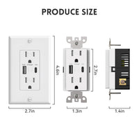 USB Outlets Receptacles with Type A & Type C Ports (PD20W)