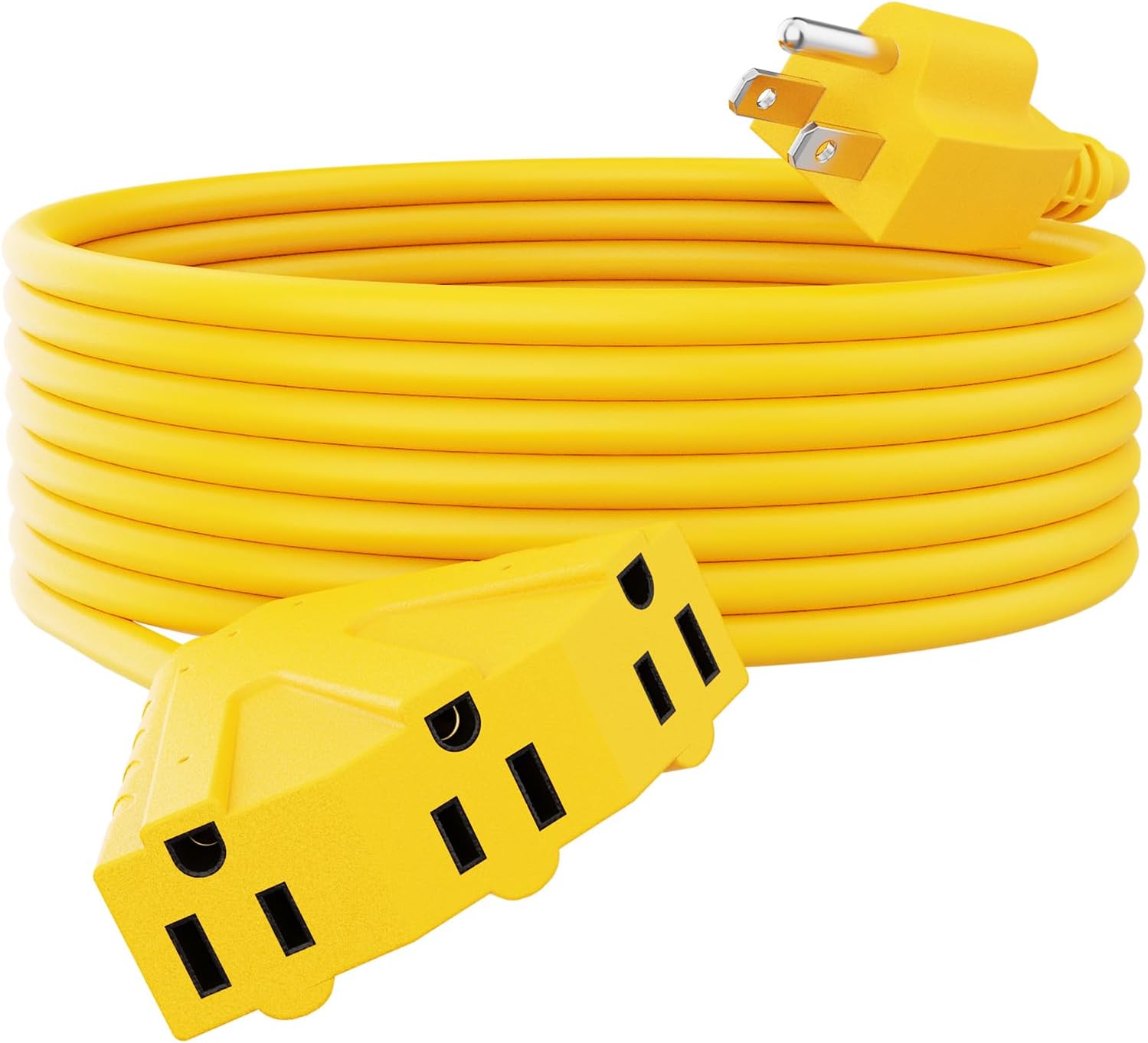 Cable de extensión para exteriores de 3 tomas, calibre 14 