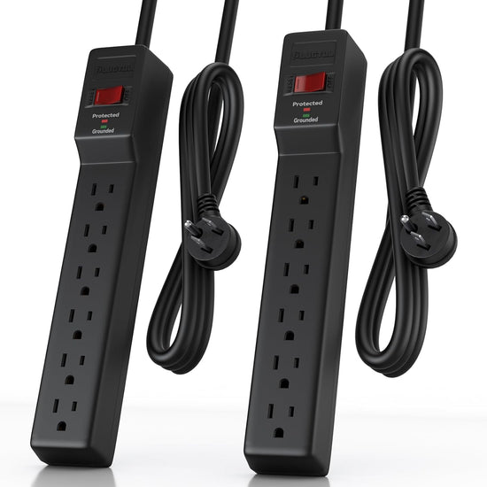 Regleta de 6 tomas con protector contra sobretensiones (980 J), calibre 14, 1,2 m (paquete de 2) 