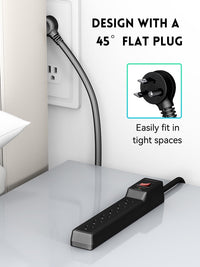 6 Outlets Power Strip With Surge Protector (980J), 14 Gauge, 4 FT, 2-Pack