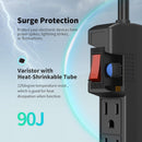 6 Outlets Power Strip With Surge Protector (90J), 14 Gauge, 2-Pack