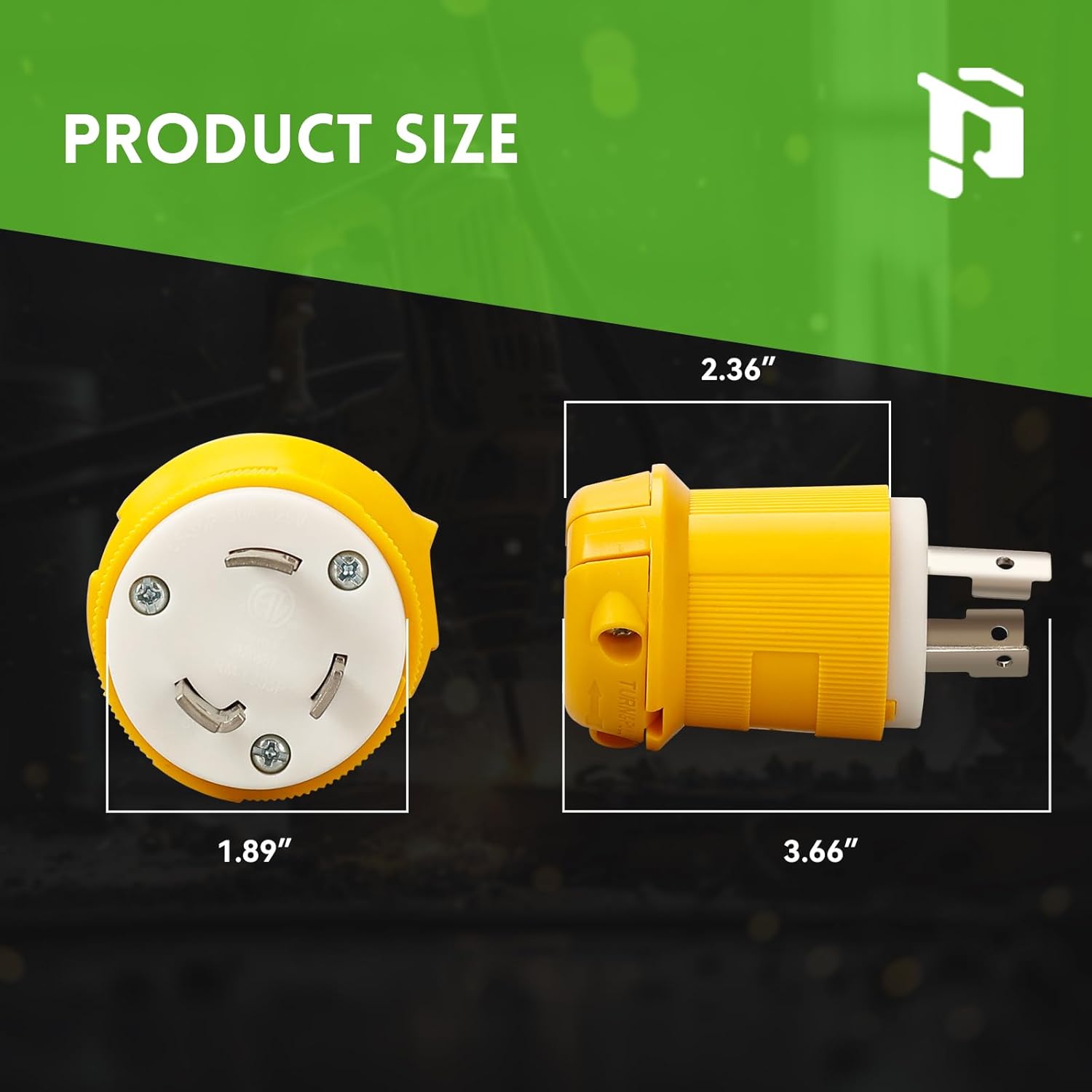 NEMA L5-30P Twist Lock Plug, 30A 125V Locking Male Plug, Industrial Grade 3-Prong Generator Plug