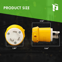 NEMA L5-30P Twist Lock Plug, 30A 125V Locking Male Plug, Industrial Grade 3-Prong Generator Plug