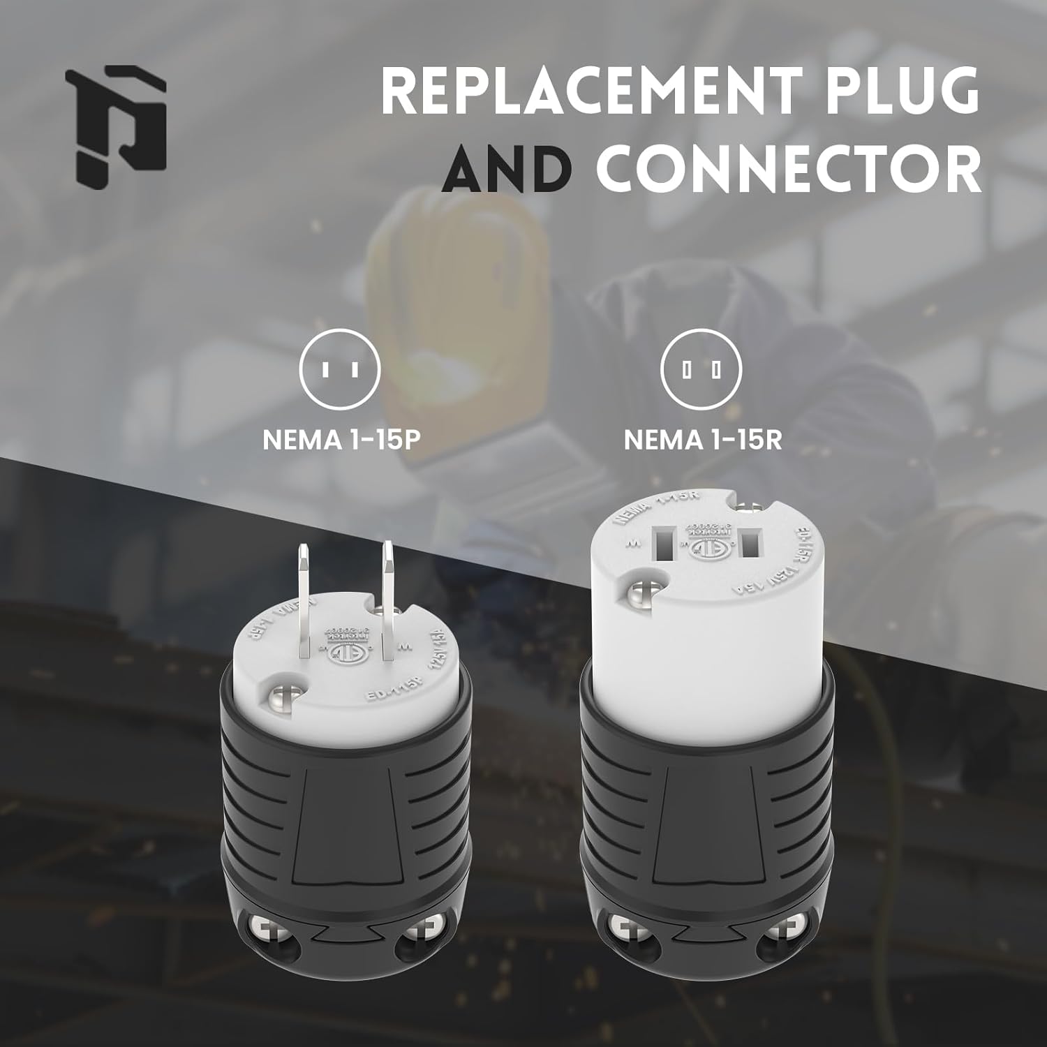 NEMA 1-15P & NEMA 1-15R Replacement Plug & Connector Set