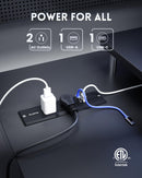 PLUGTUL 2 Outlet Recessed Power Strip, 16 AWG Flush Mount Furniture Power Outlet with Surge Protection, Desk & Countertop Hidden Power Grommet, ETL Listed