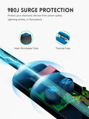 6 Outlets Power Strip With Surge Protector (980J), 14 Gauge, 4 FT, 2-Pack