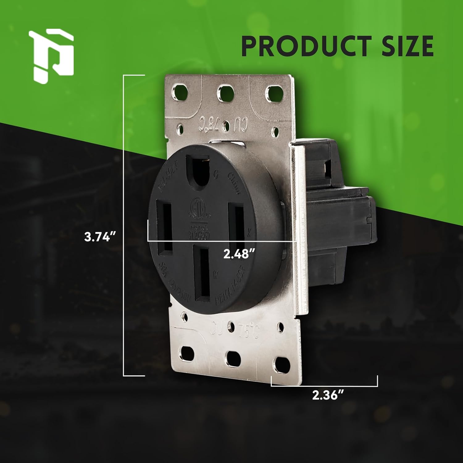 NEMA 14-50R Receptacle Outlet with Square Cover Plate