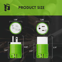 NEMA 5-15P & NEMA 5-15R Replacement Plug & Connector, 5 Set, Green