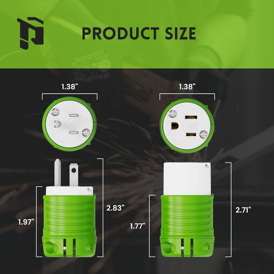 Fiche et connecteur de rechange NEMA 5-15P et NEMA 5-15R, lot de 5, vert 