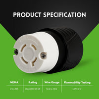 Connecteur à verrouillage par rotation NEMA L16-20C 