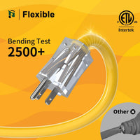 12AWG Yellow Outdoor Extension Cord with Lighted End, Heavy Duty SJTW Waterproof Power Cord, ETL Listed, 3-Prong Grounded Extension Cable for Jobsite, Power Tools & Outdoor Equipment