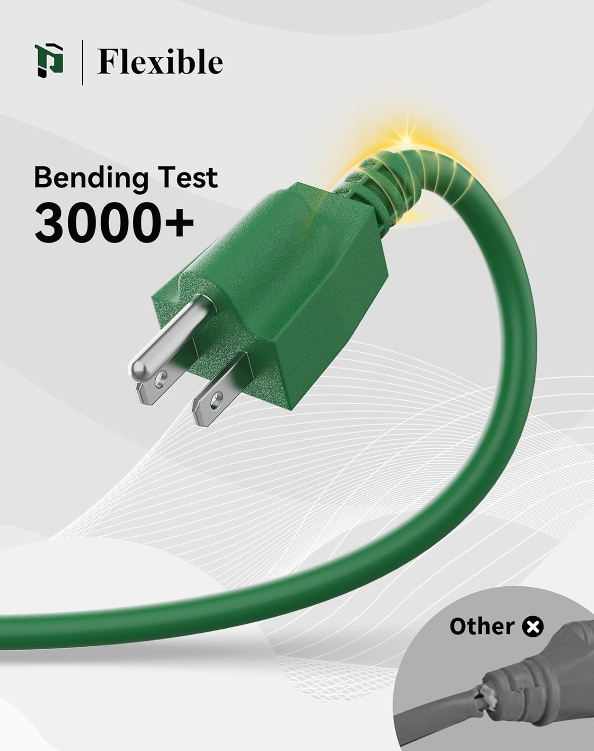 Cable de extensión para exteriores de 3 tomas, calibre 14 