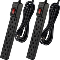 6 Outlets Power Strip With Surge Protector (90J), 14 Gauge, 2-Pack