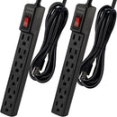 6 Outlets Power Strip With Surge Protector (90J), 14 Gauge, 2-Pack