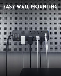 10 Outlets Power Strip With Surge Protector(2040J), 14 Gauge, Black