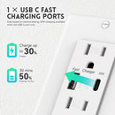 USB Outlets Receptacles with Type A & Type C Ports (PD20W)