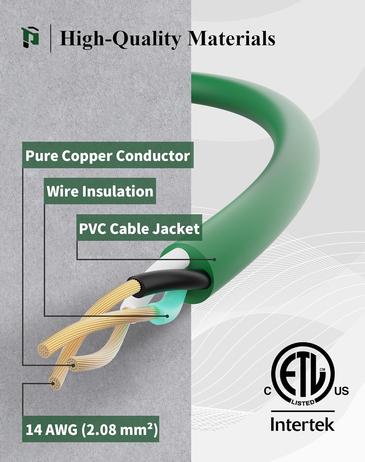 Cable de extensión para exteriores de 3 tomas, calibre 14 