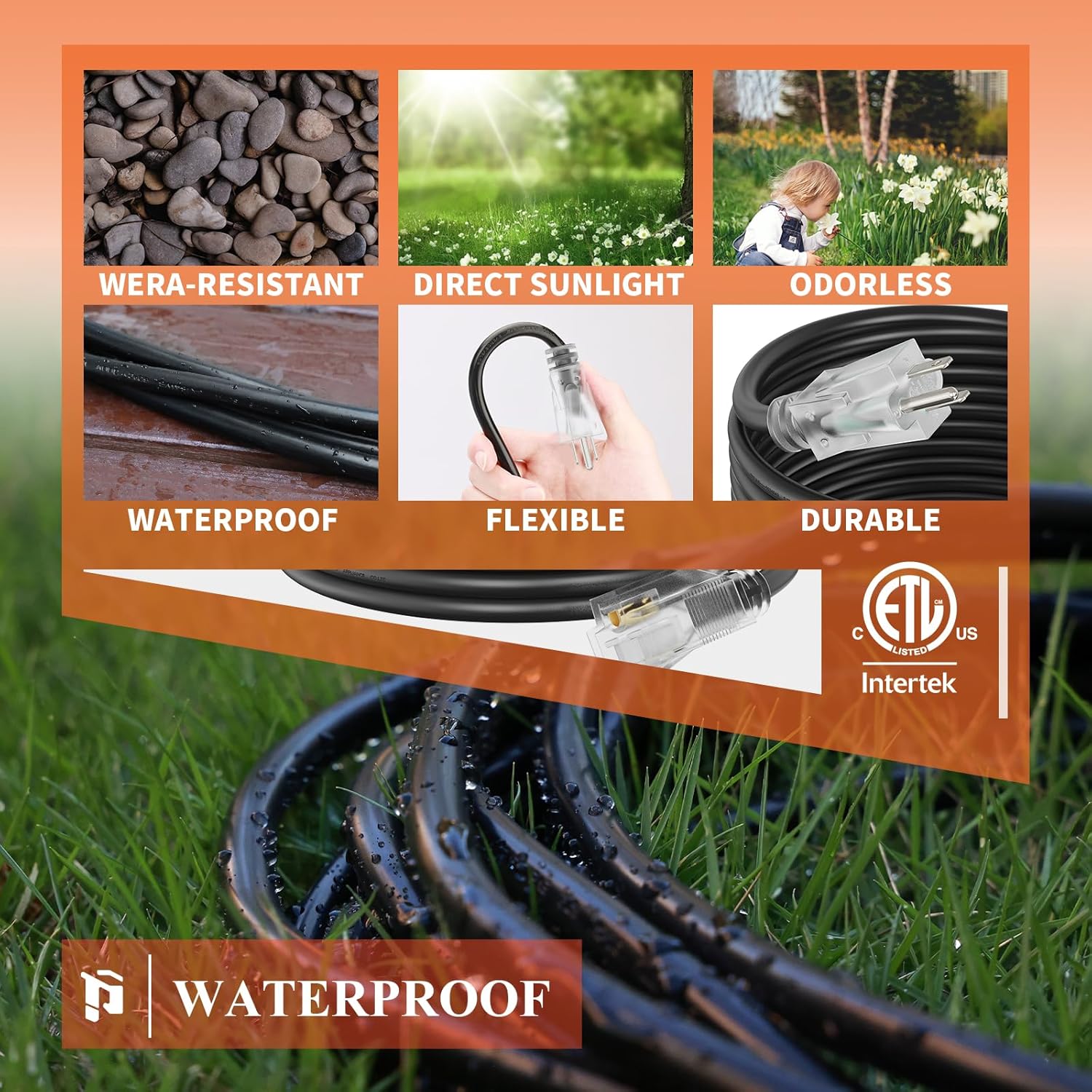 outdoor extension cord 12awg black waterproof