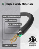 3 Outlets Outdoor Extension Cord with Lighted end, 12 Gauge