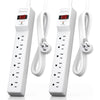 6 Outlets Power Strip With Surge Protector (980 Joules), 14 Gauge, 4FT, 1875W, 15A, 2 Pack