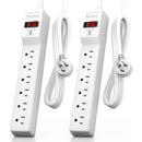 6 Outlets Power Strip With Surge Protector (980 Joules), 14 Gauge, 4FT, 1875W, 15A, 2 Pack