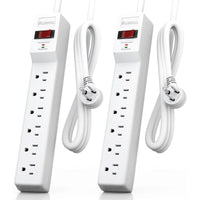 6 Outlets Power Strip With Surge Protector (980 Joules), 14 Gauge, 4FT, 1875W, 15A, 2 Pack