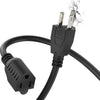3 FT Extension Cord, 1/2/4 PC Pack, 16 Gauge