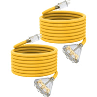 3 Outlets Outdoor Extension Cord with Lighted end, 12 Gauge