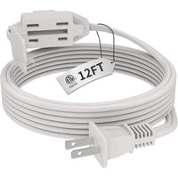 16AWG Indoor Extension Cord, 2-Prong Power Cord, ETL Listed, 125V 13A Extension Cable for Home, Office & Appliances