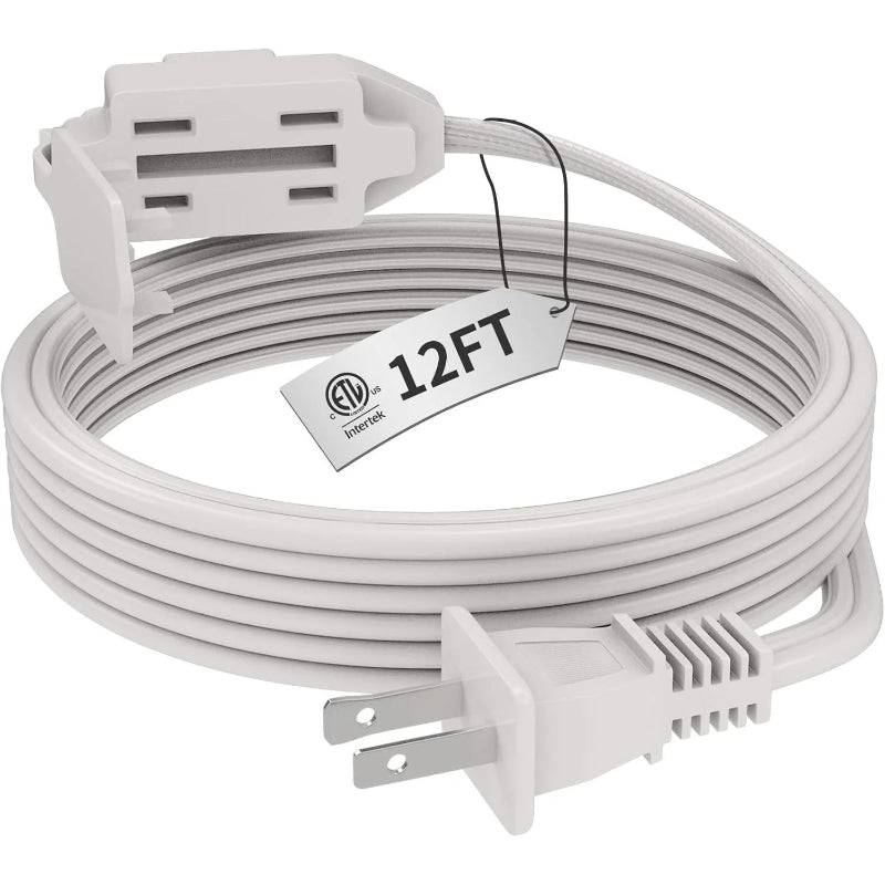 16AWG Indoor Extension Cord, 2-Prong Power Cord, ETL Listed, 125V 13A Extension Cable for Home, Office & Appliances