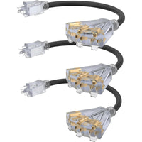 3 Outlets Outdoor Extension Cord with Lighted end, 12 Gauge