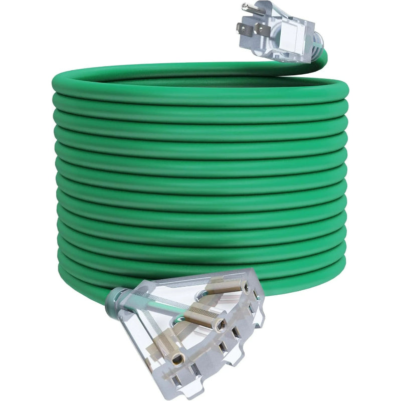 3 Outlets Outdoor Extension Cord with Lighted end, 12 Gauge